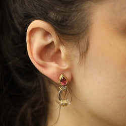 Clip earrings - 18k yellow gold - Tourmalines diamonds Crystal - Around 2000