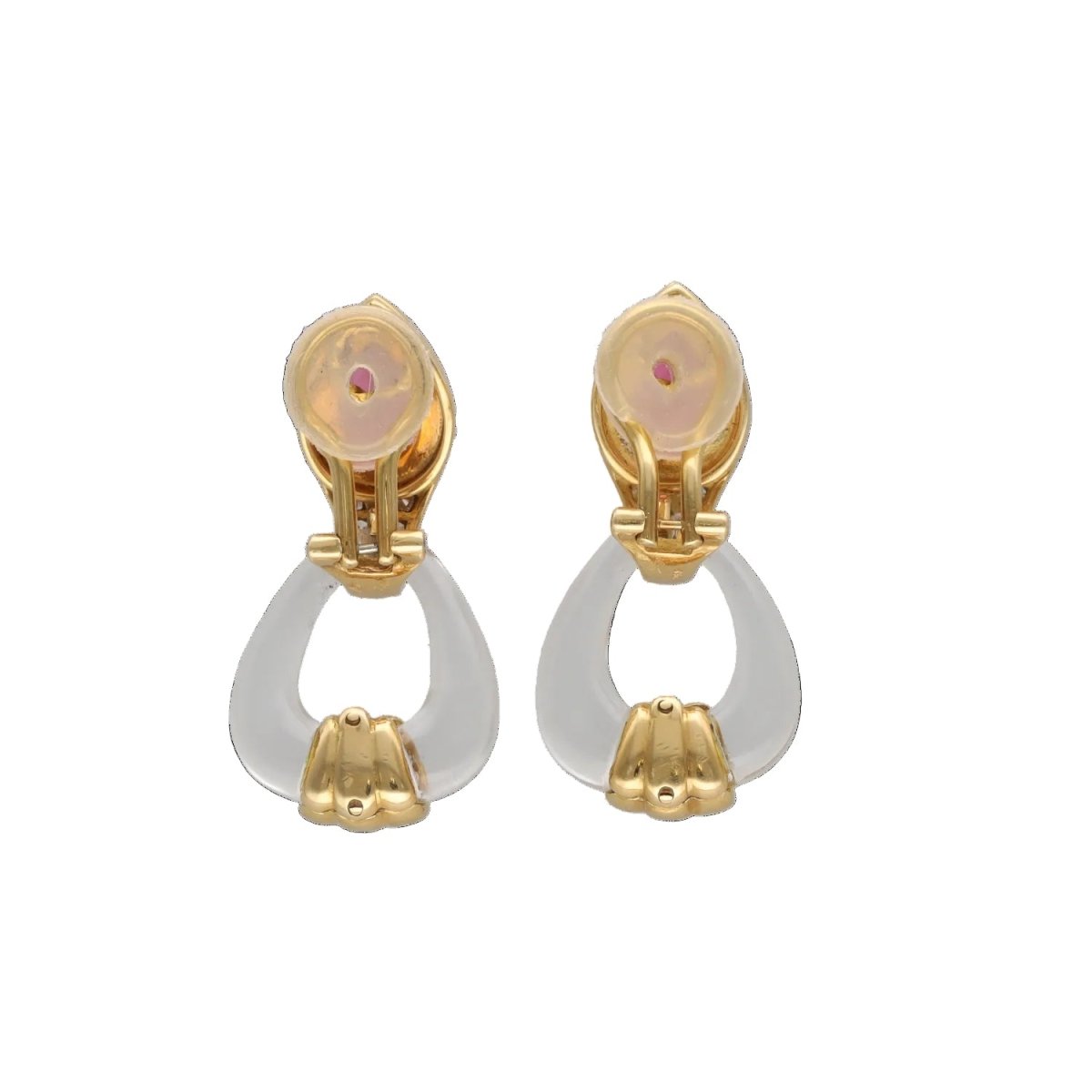 Clip earrings - 18k yellow gold - Tourmalines diamonds Crystal - Around 2000