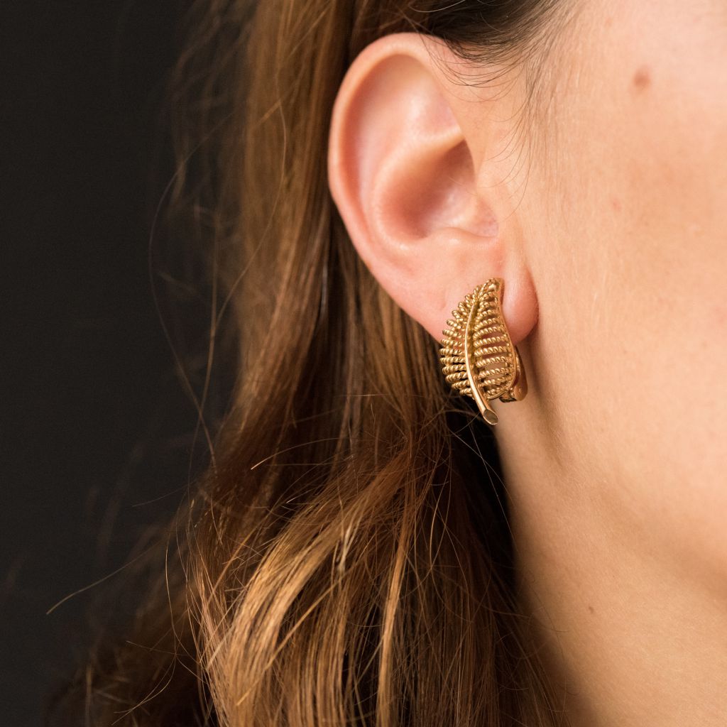 Boucles d'oreilles clips feuilles d'or - Castafiore