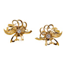 Boucles d'oreilles clips fleur diamants en or jaune et platine - Castafiore