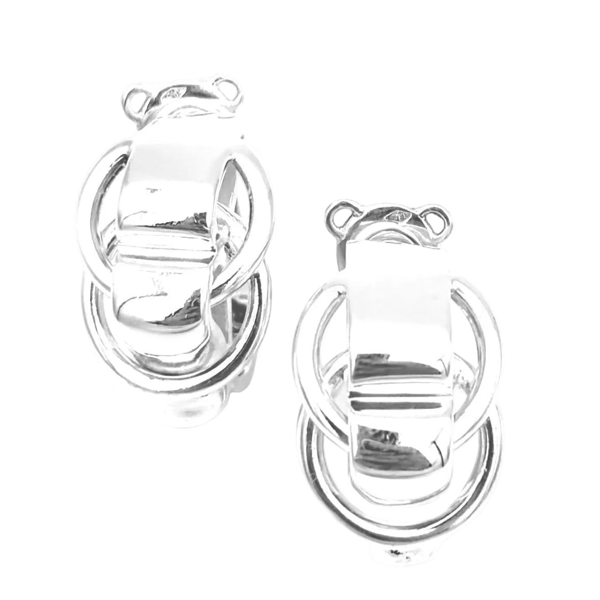 Boucles d'oreilles Clips HERMÈS X GAETAN DE PERCIN "Deux anneaux" en argent - Castafiore