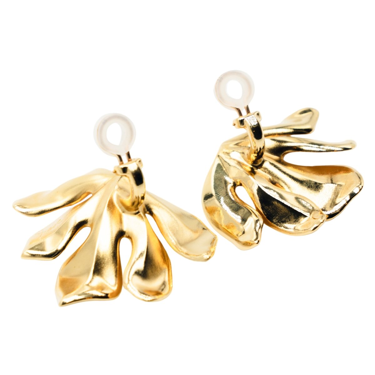 Boucles d'oreilles Clips JAR "Feuille de figuier" en aluminium et or jaune - Castafiore