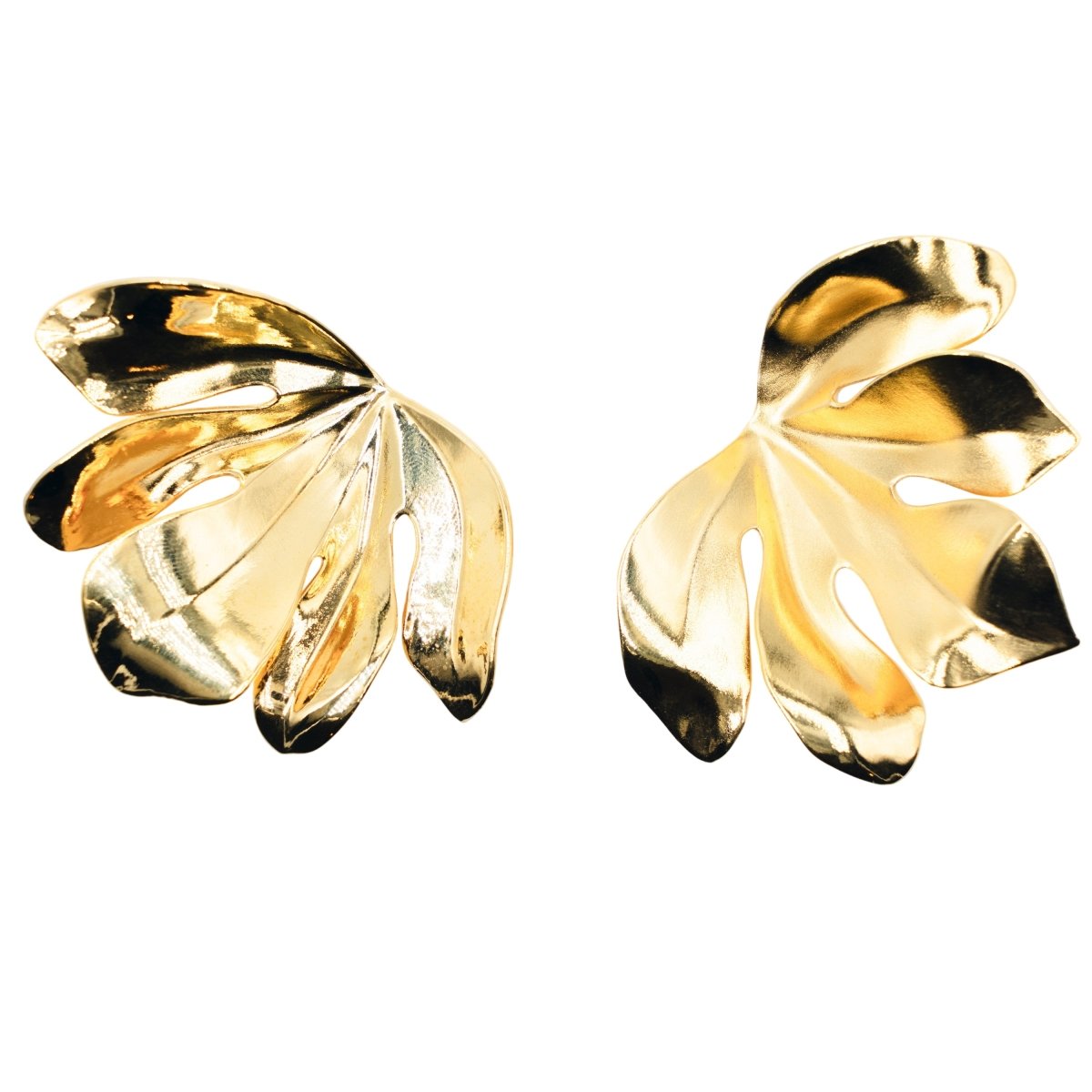 Boucles d'oreilles Clips JAR "Feuille de figuier" en aluminium et or jaune - Castafiore