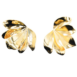 Boucles d'oreilles Clips JAR "Feuille de figuier" en aluminium et or jaune - Castafiore