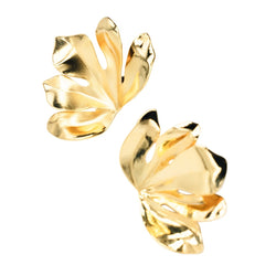 Boucles d'oreilles Clips JAR "Feuille de figuier" en aluminium et or jaune - Castafiore