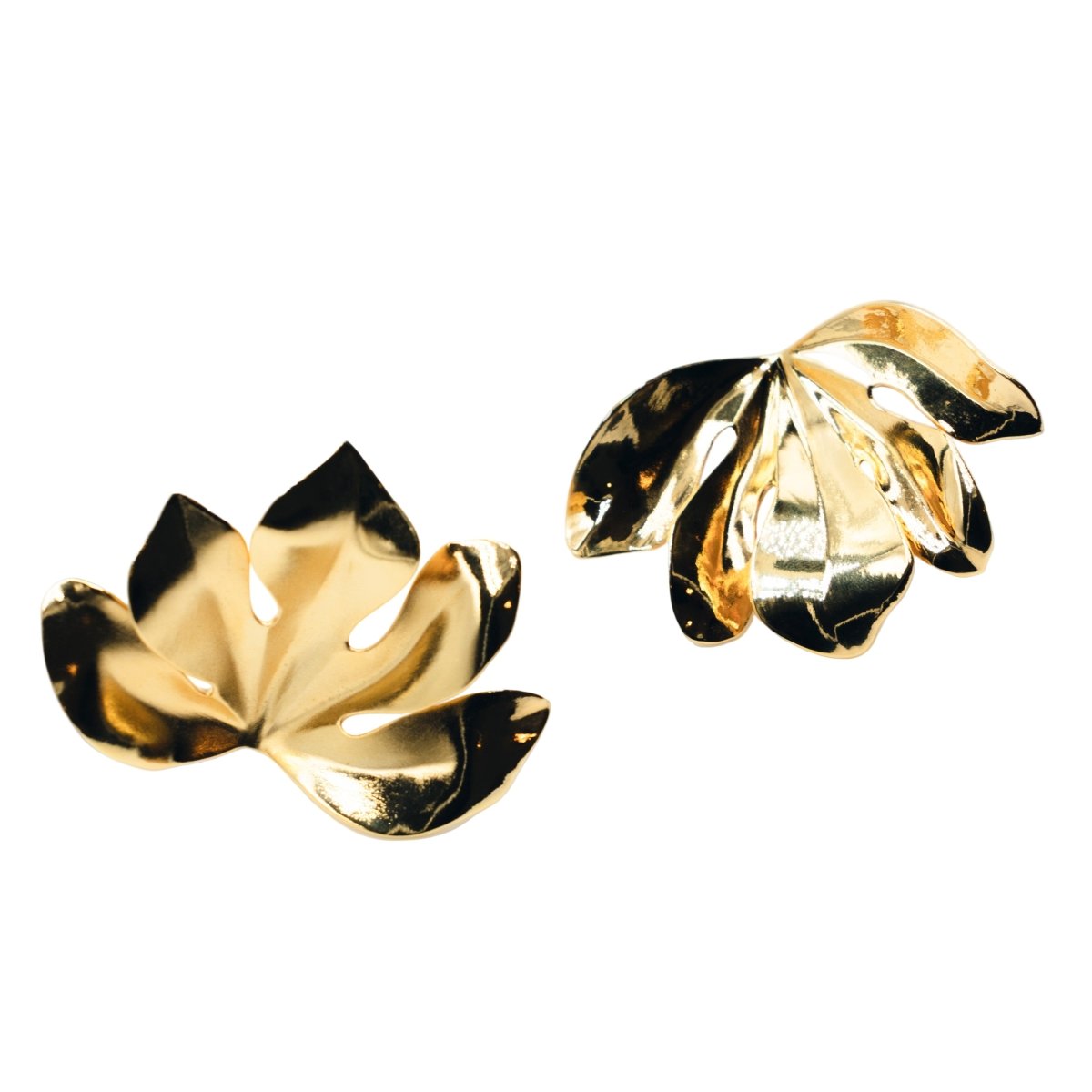 Boucles d'oreilles Clips JAR "Feuille de figuier" en aluminium et or jaune - Castafiore