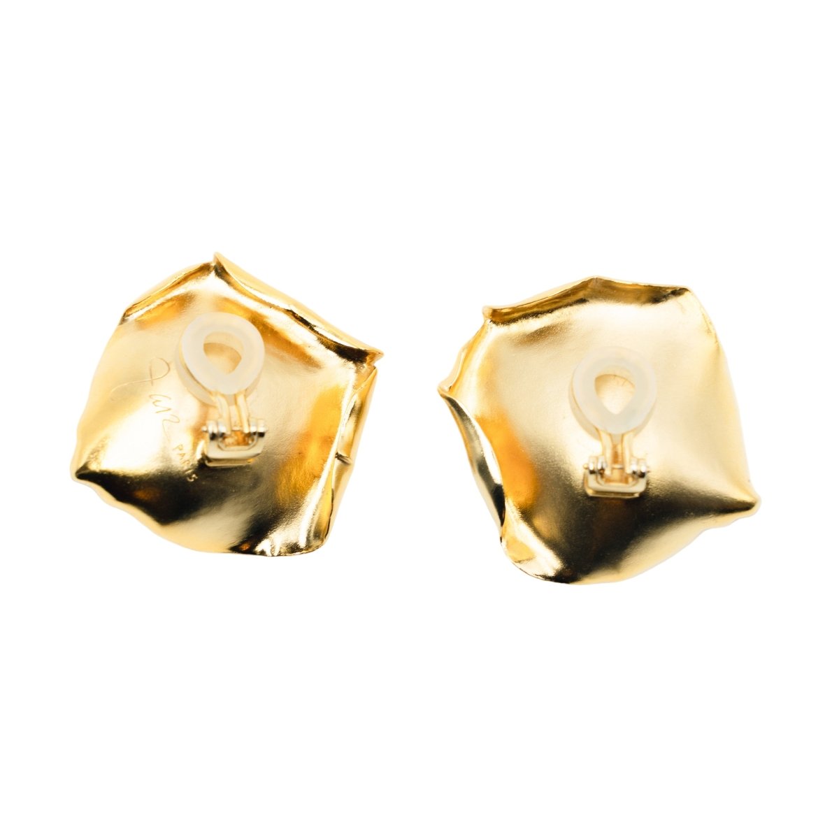 Boucles d'oreilles Clips JAR "Pétales" en aluminium et or jaune - Castafiore