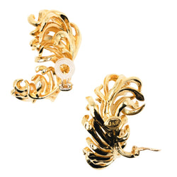 Boucles d'oreilles Clips JAR "Plumes" en aluminium et or jaune - Castafiore