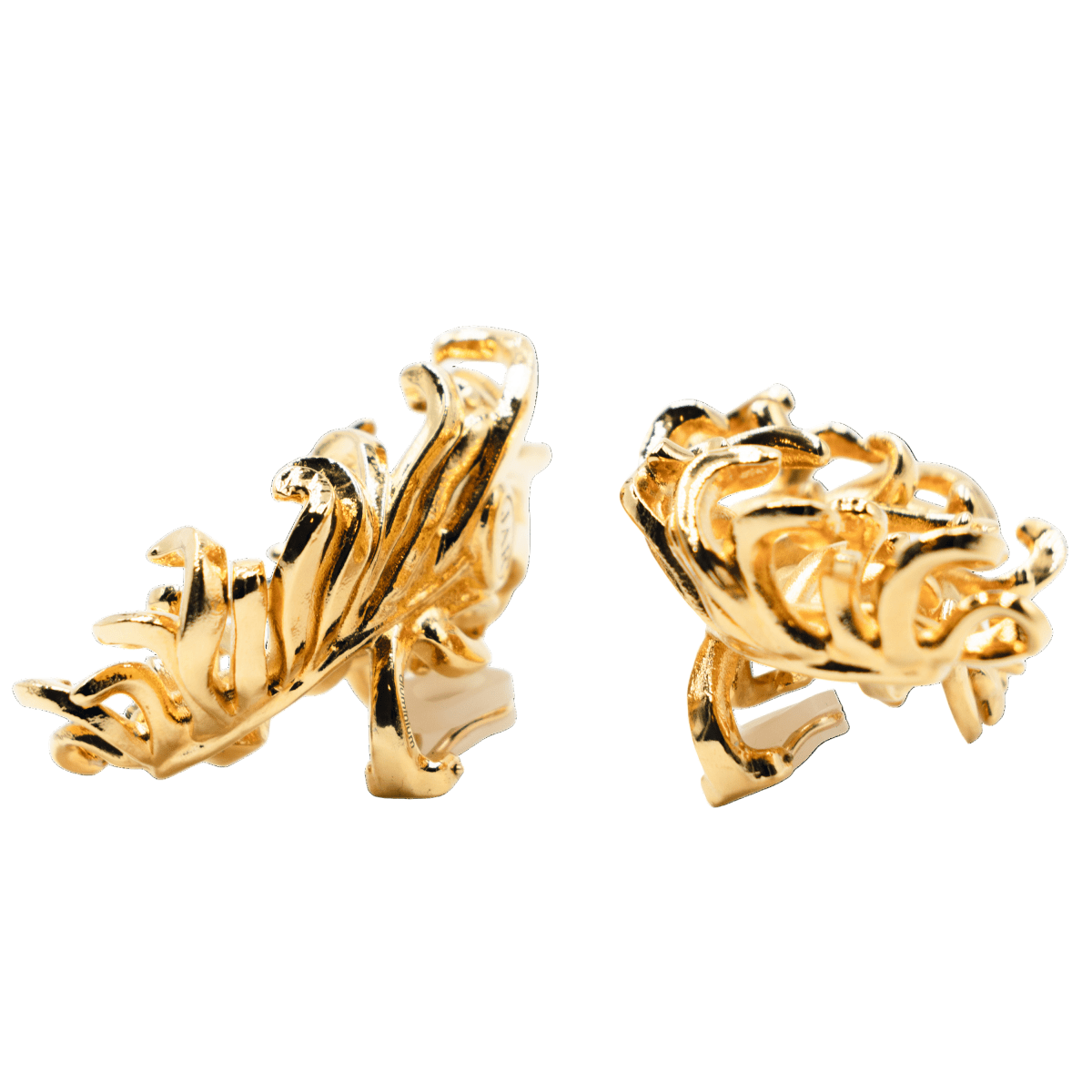 Boucles d'oreilles Clips JAR "Plumes" en aluminium et or jaune - Castafiore