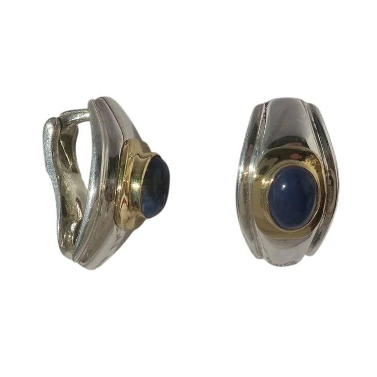 Boucles d'oreilles Clips LALAOUNIS en or jaune, argent et saphirs - Castafiore