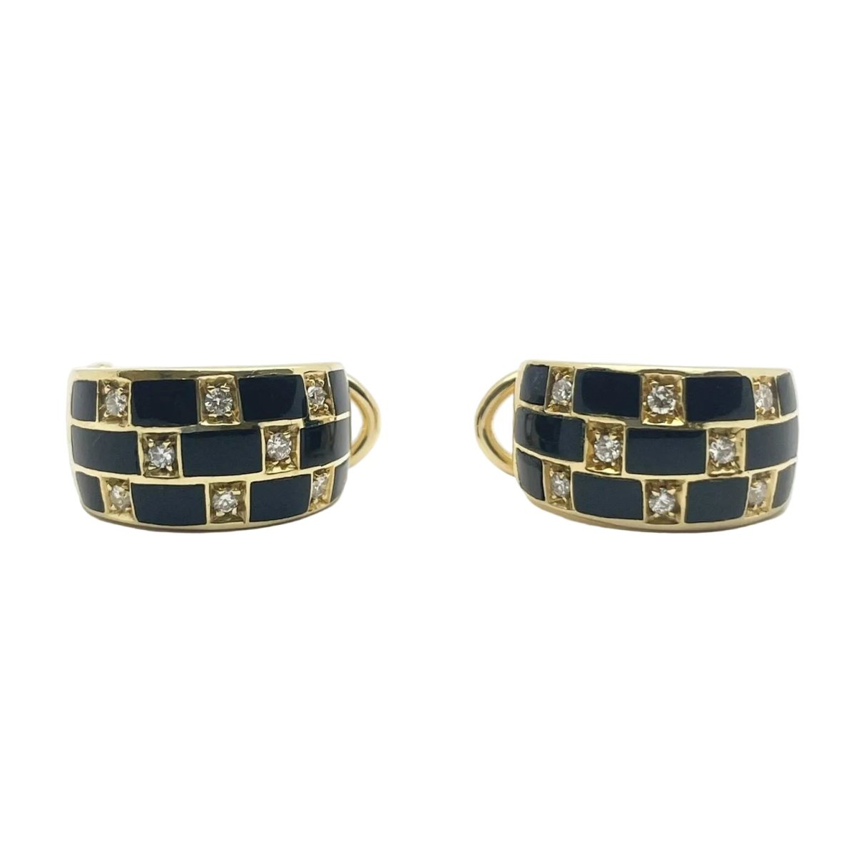 Boucles d'oreilles Clips LEO PIZZO en or jaune, émail et diamants - Castafiore