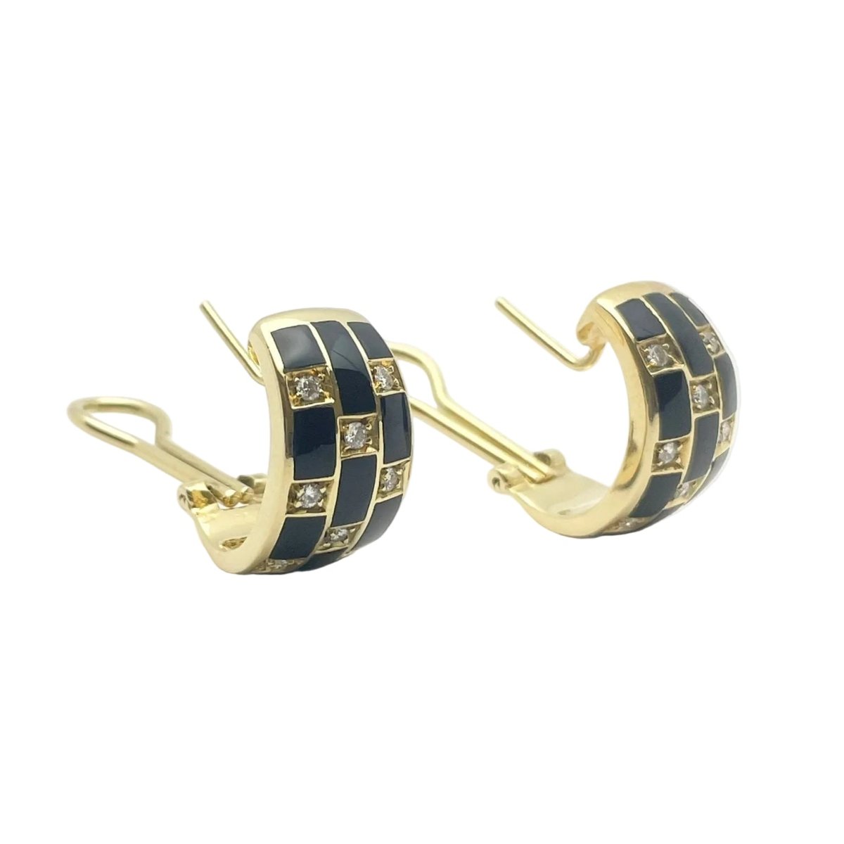 Boucles d'oreilles Clips LEO PIZZO en or jaune, émail et diamants - Castafiore