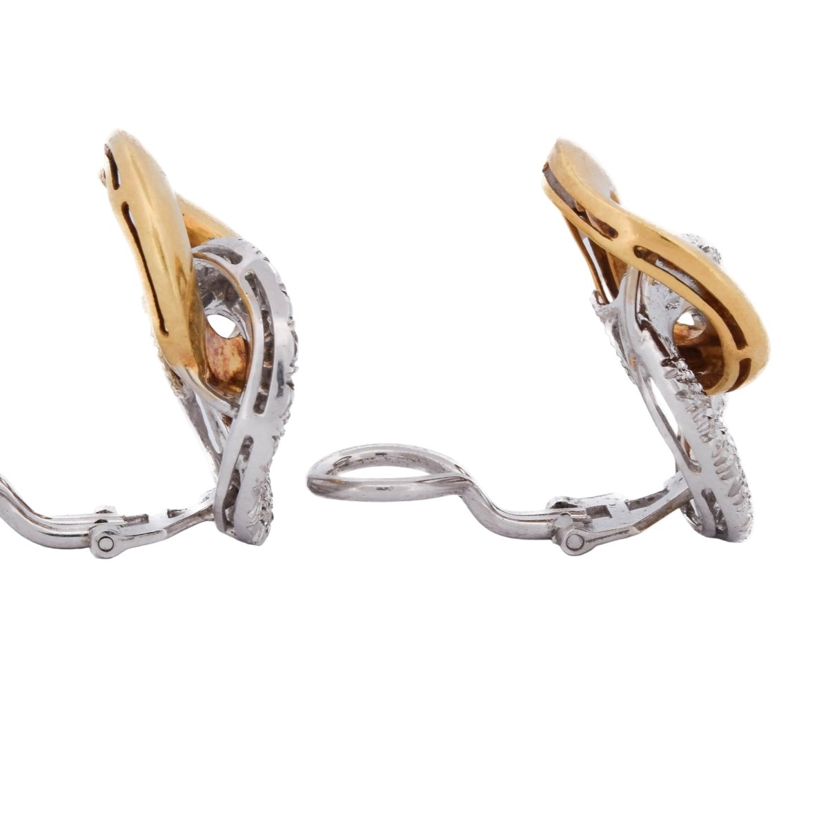 Boucles d'oreilles Clips LUNATI en or blanc, or jaune et diamants - Castafiore