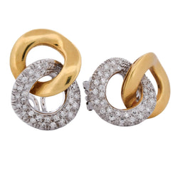 Boucles d'oreilles Clips LUNATI en or blanc, or jaune et diamants - Castafiore