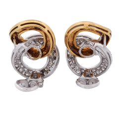 Boucles d'oreilles Clips LUNATI en or blanc, or jaune et diamants - Castafiore