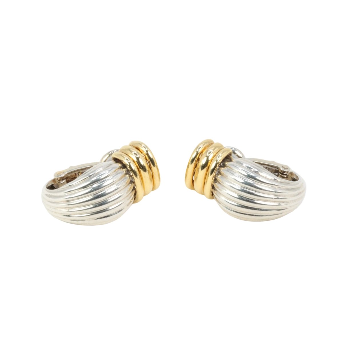 Boucles d'oreilles Clips O.J PERRIN en or jaune et argent - Castafiore