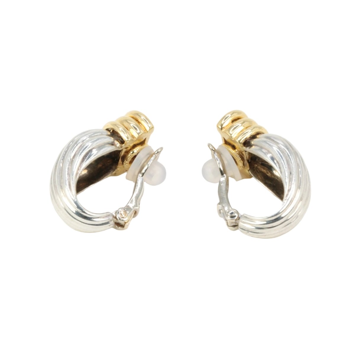 Boucles d'oreilles Clips O.J PERRIN en or jaune et argent - Castafiore