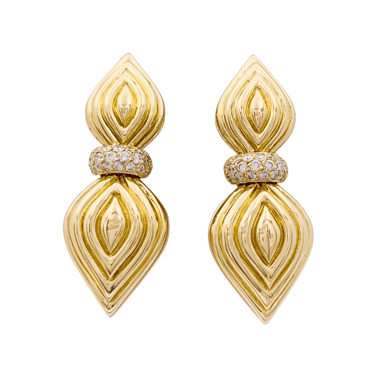 Boucles d'oreilles Clips O.J. PERRIN en or jaune et diamants - Castafiore