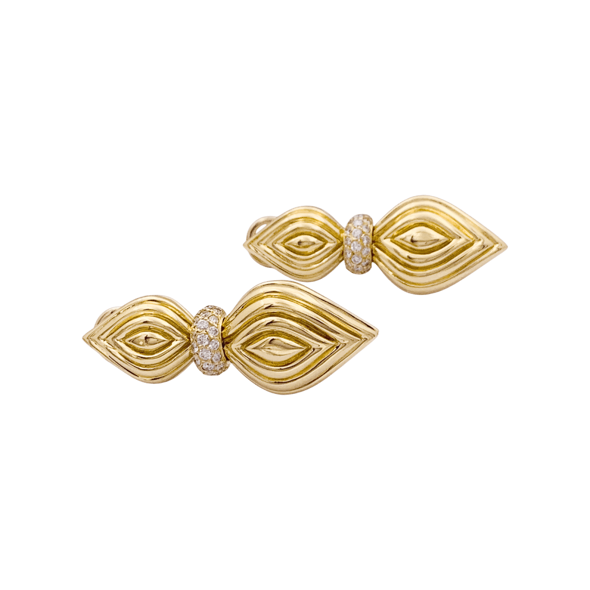 Boucles d'oreilles Clips O.J. PERRIN en or jaune et diamants - Castafiore