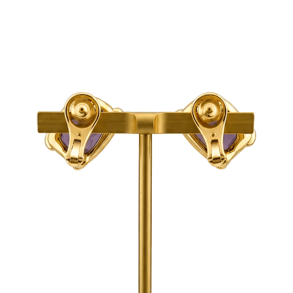 Boucles d'oreilles Clips POMELLATO en or jaune, améthyste et diamants - Castafiore