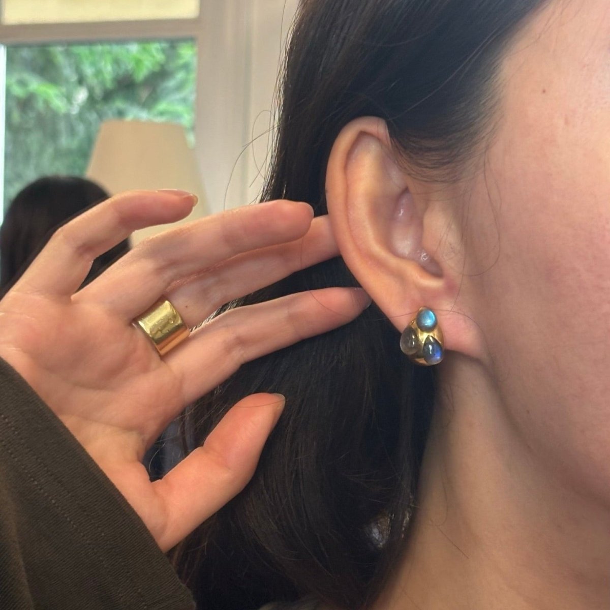 Boucles d'oreilles Clips POMELLATO en or jaune et labradorite - Castafiore