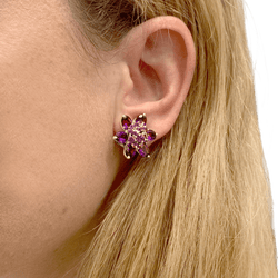 Earrings Van Cleef & Arpels, "Flowers of Hawaii", yellow gold, amethyst, pink sapphires.