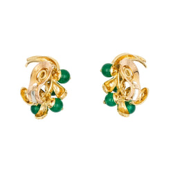 Boucles d'oreilles Clips VAN CLEEF & ARPELS "Gui" en or jaune et chrysoprases - Castafiore