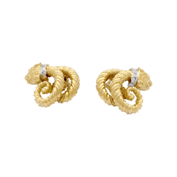 Boucles d'oreilles Clips ZOLOTAS en or jaune, or blanc, rubis et diamants - Castafiore