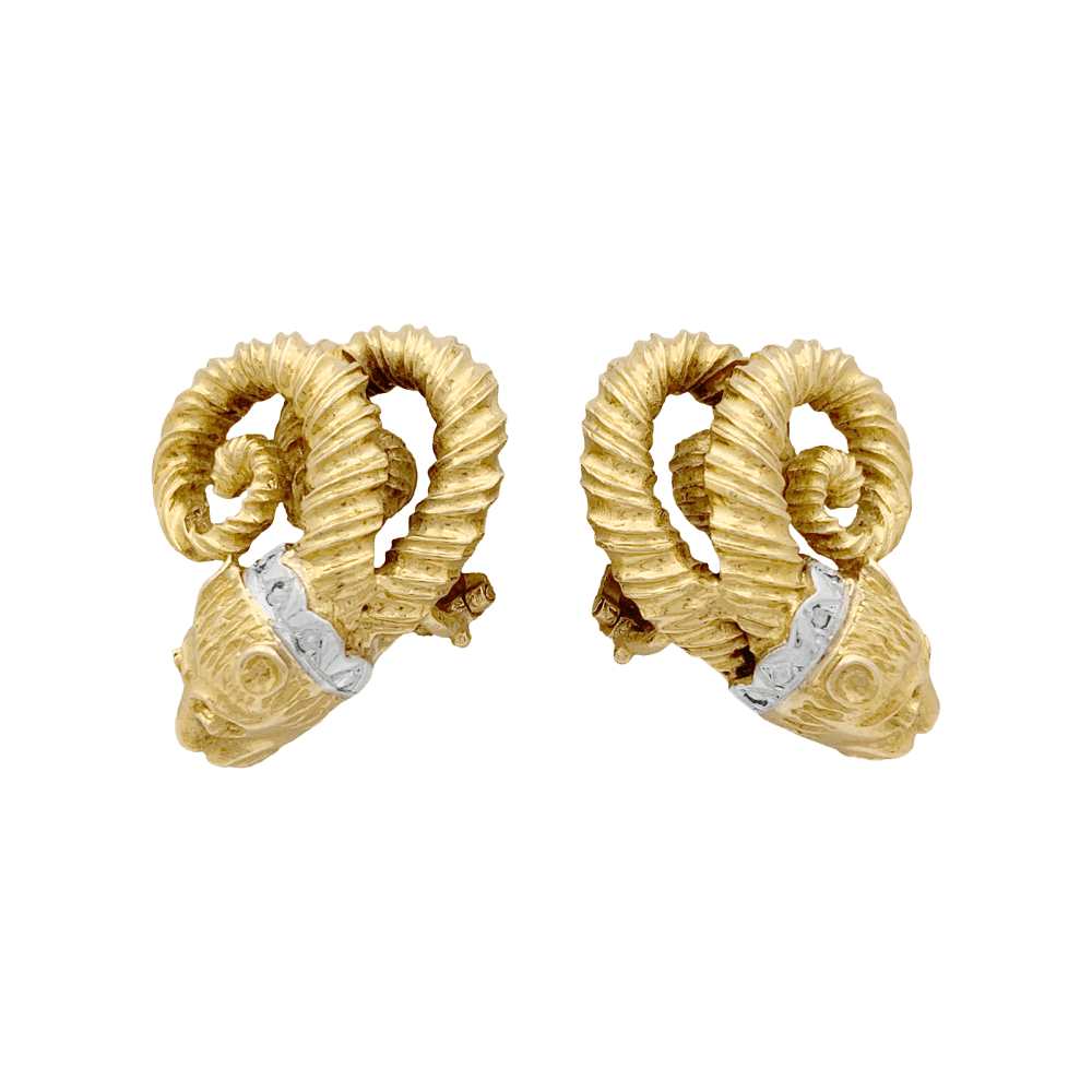 Boucles d'oreilles Clips ZOLOTAS en or jaune, or blanc, rubis et diamants - Castafiore