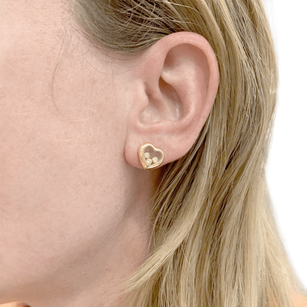 Boucles d'oreilles Clous CHOPARD "Happy Diamonds" en or jaune et diamants - Castafiore