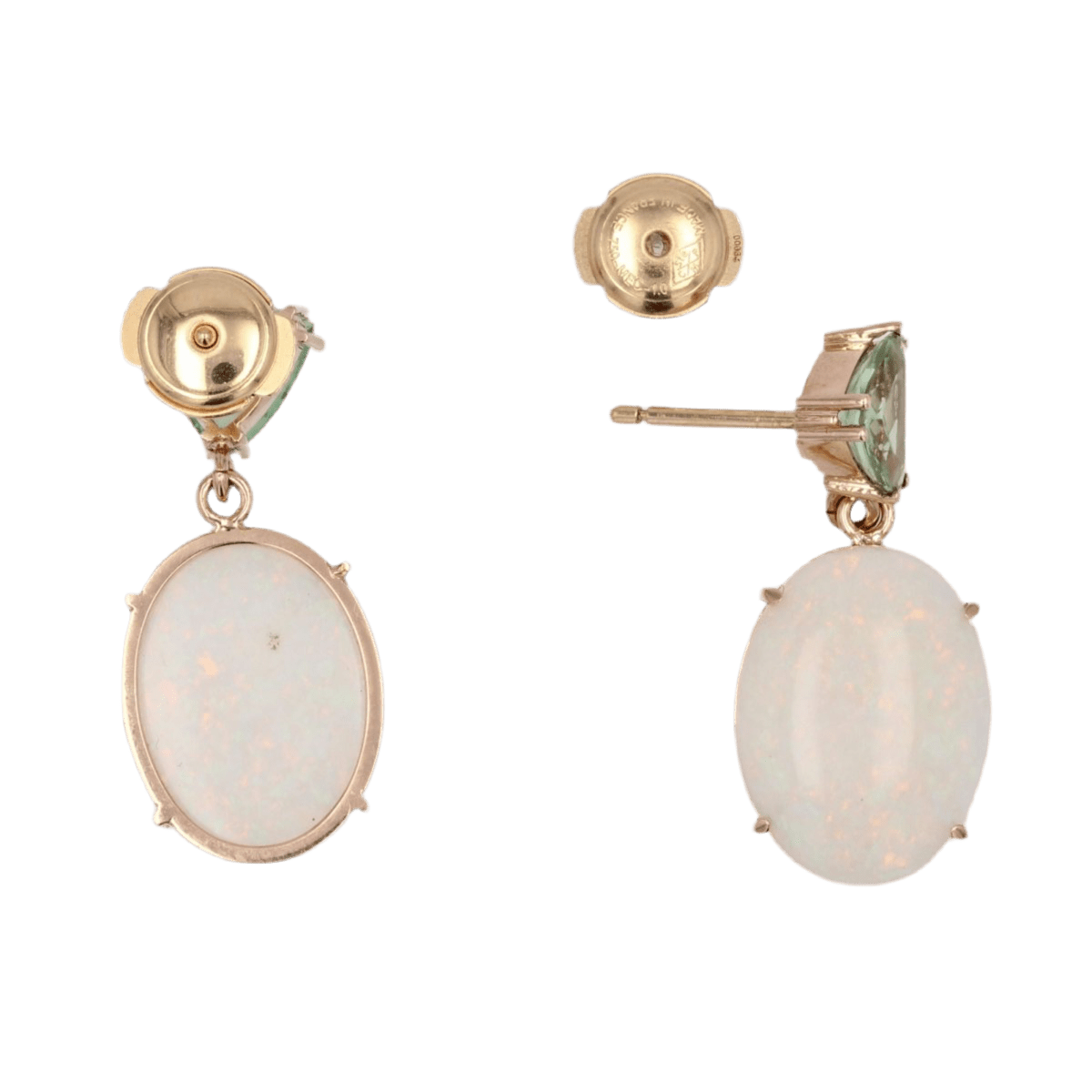 Boucles d'oreilles Clous en en or jaune, grenats et opales - Castafiore