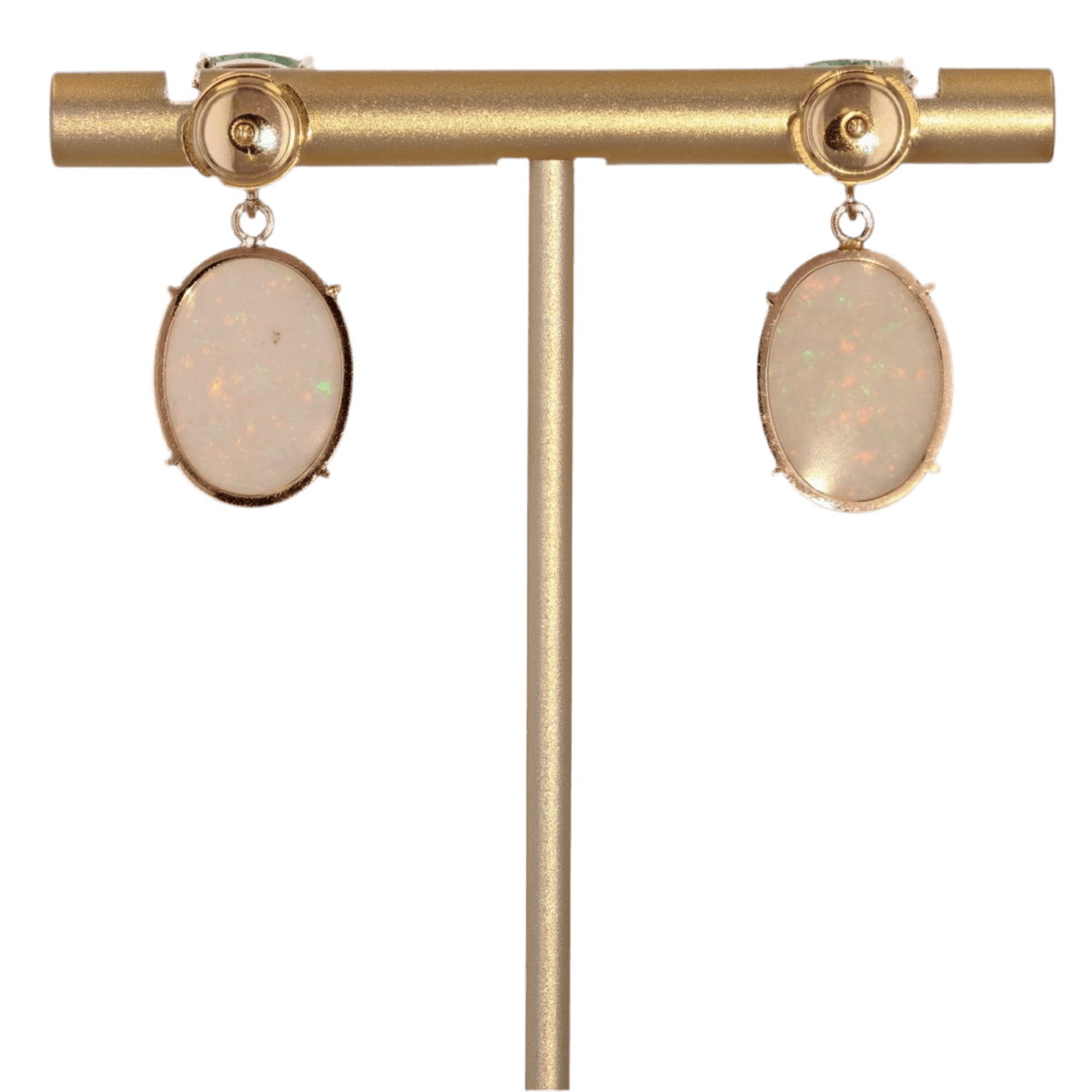 Boucles d'oreilles Clous en en or jaune, grenats et opales - Castafiore