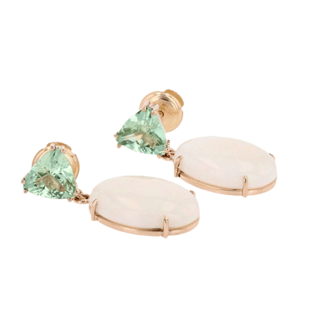 Boucles d'oreilles Clous en en or jaune, grenats et opales - Castafiore