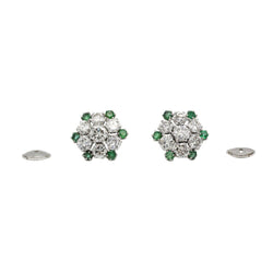 Boucles d'oreilles Clous en or blanc, émeraudes et diamants - Castafiore