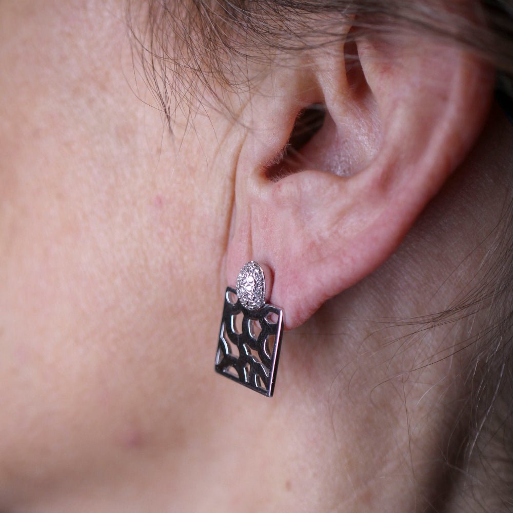 Boucles d'oreilles Clous en or blanc et diamants - Castafiore