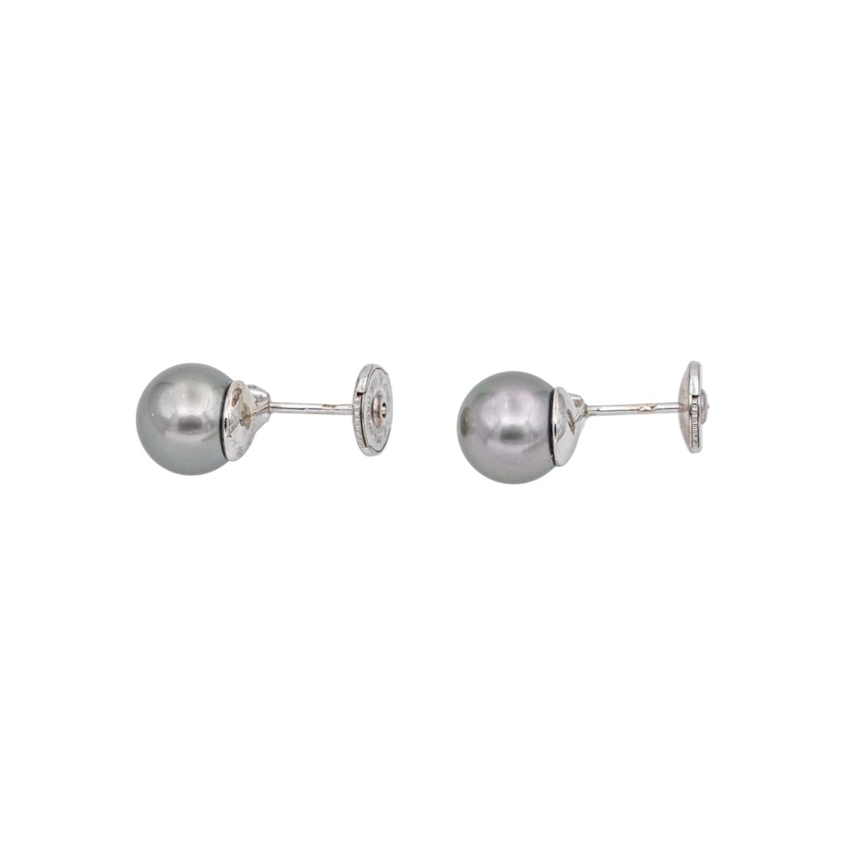 Boucles d'oreilles Clous en or blanc, perles et diamants - Castafiore