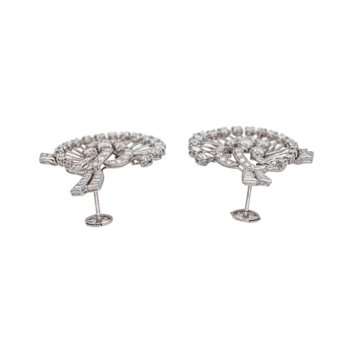 Boucles d'oreilles Clous en or blanc, platine et diamants - Castafiore