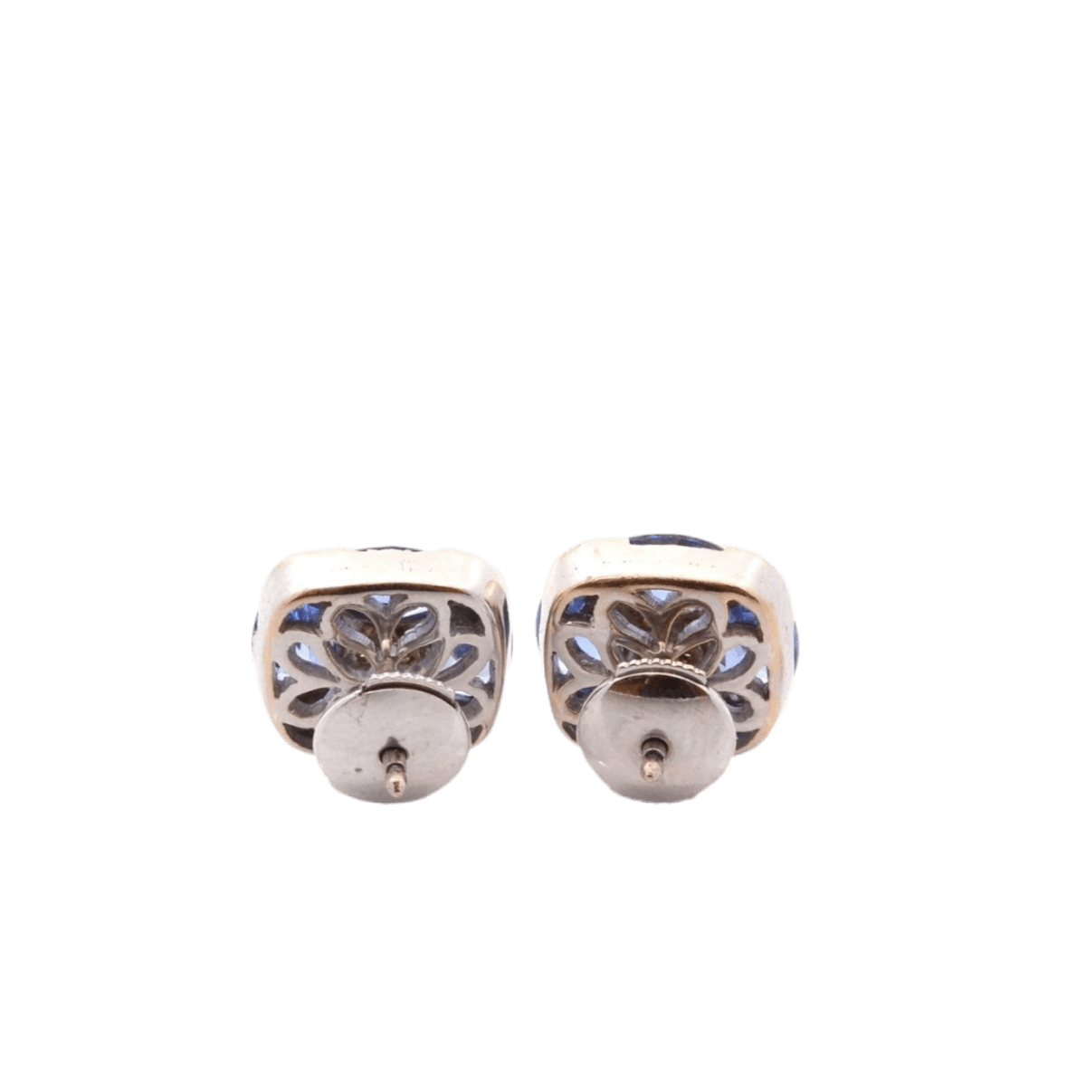 Boucles d'oreilles Clous en or blanc, saphirs et diamants - Castafiore