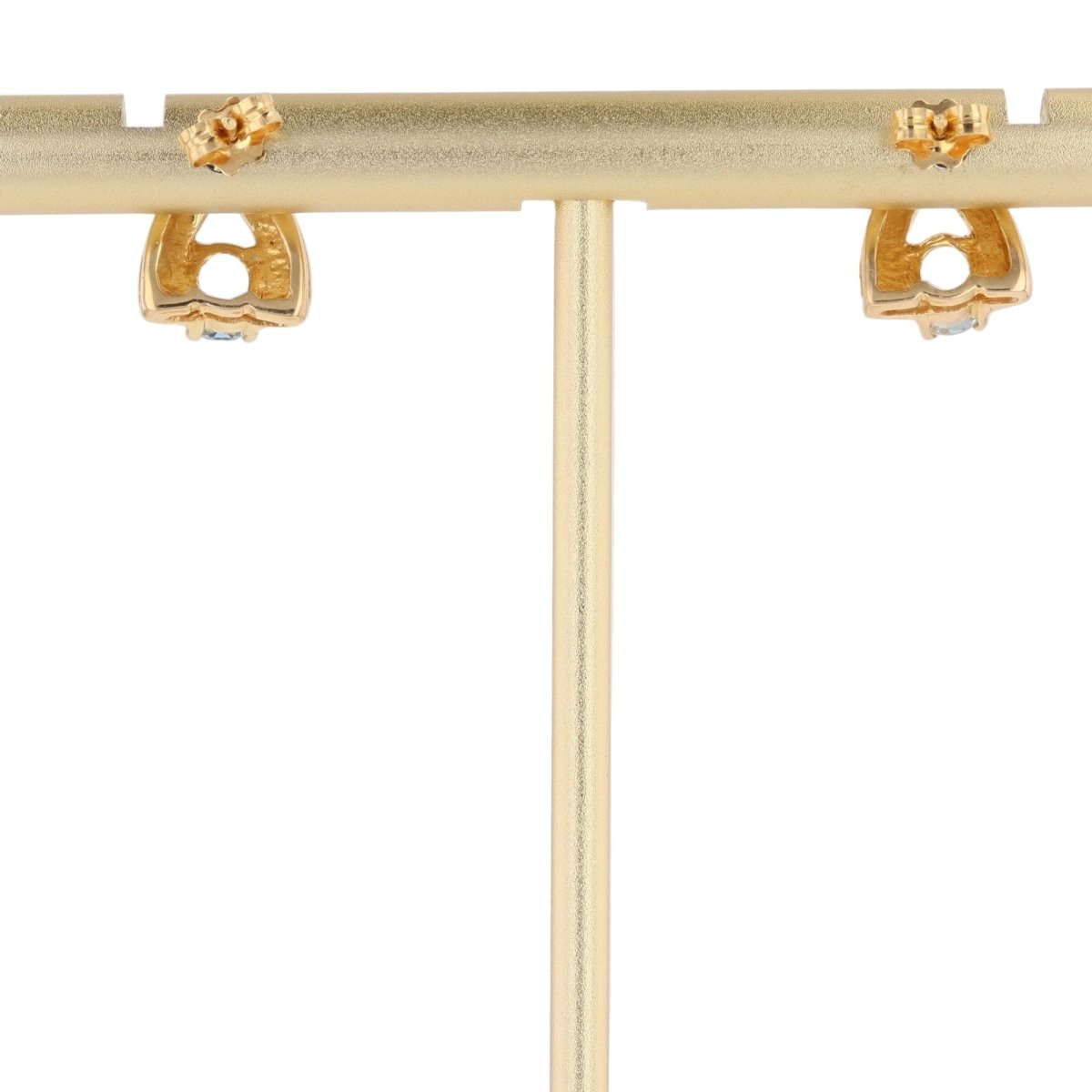 Boucles d'oreilles Clous en or jaune et aigue - marine - Castafiore