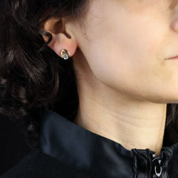 Boucles d'oreilles Clous en or jaune et aigue - marine - Castafiore