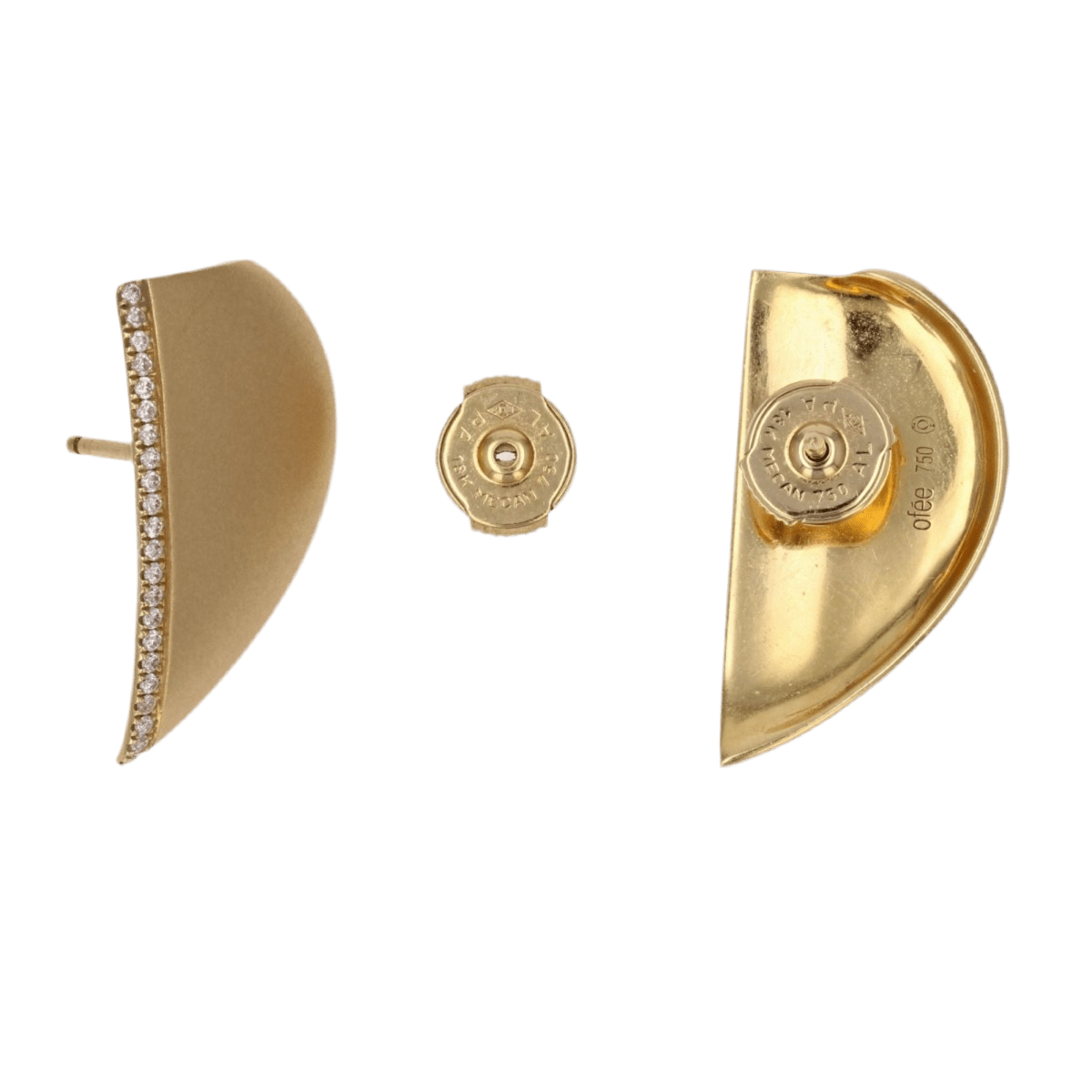 Boucles d'oreilles Clous en or jaune et diamants - Castafiore