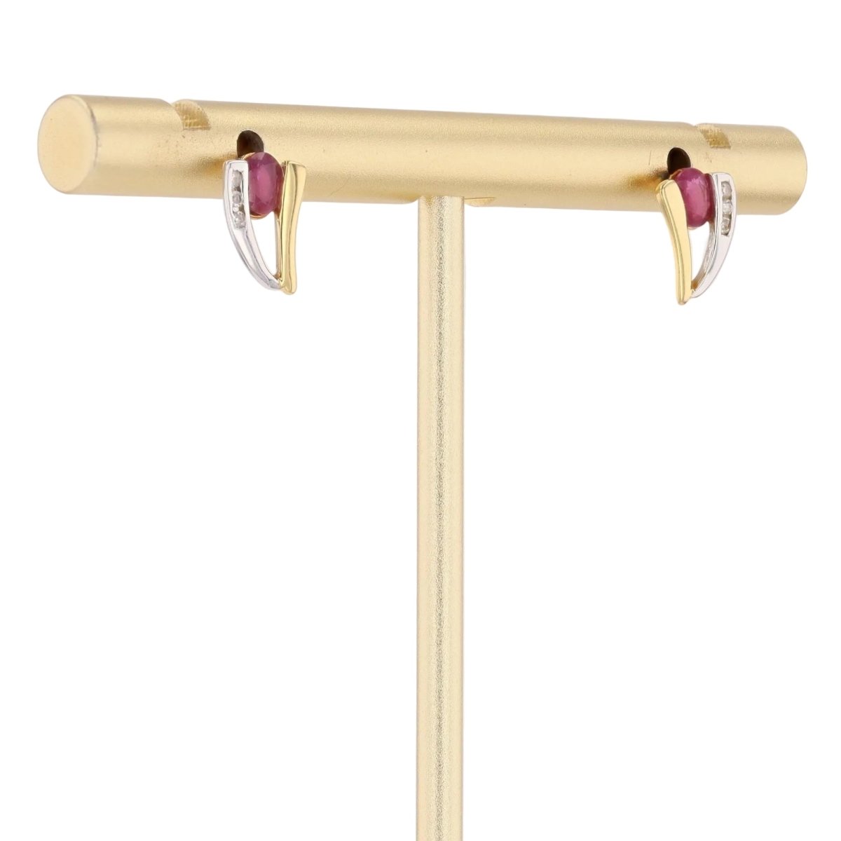 Boucles d'oreilles Clous en or jaune, or blanc, rubis et diamants - Castafiore