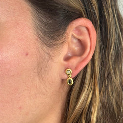 Boucles d'oreilles Clous en or jaune, saphirs et zircons - Castafiore