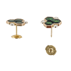 Boucles d'oreilles Clous en or jaune, tourmalines et diamants - Castafiore