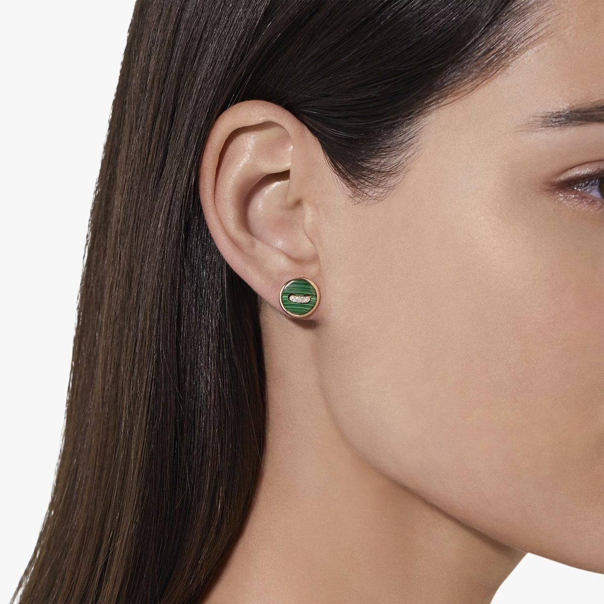 Boucles d'oreilles Clous POMELLATO "Pom Pom Dot" en or rose, malachites et diamants - Castafiore