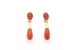 Boucles d'oreilles corail et camées en or 18k - Castafiore