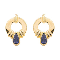 Boucles d'Oreilles Cordiérite en Or Jaune 750 - Castafiore