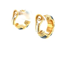 Boucles d'oreilles Créoles BULGARI "Bold Parentesi" en or jaune et hématite - Castafiore