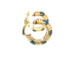 Boucles d'oreilles Créoles BULGARI "Bold Parentesi" en or jaune et hématite - Castafiore