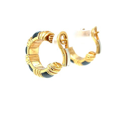 Boucles d'oreilles Créoles BULGARI "Bold Parentesi" en or jaune et hématite - Castafiore